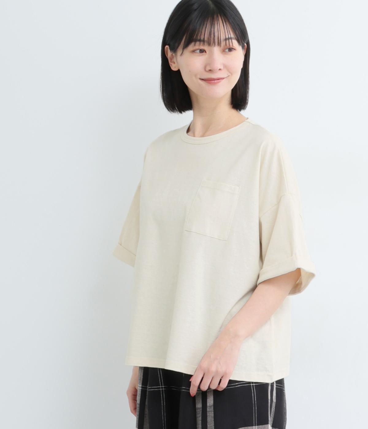 コットンラフィドライ天竺パッチポケットプルオーバー(キナリ-F)