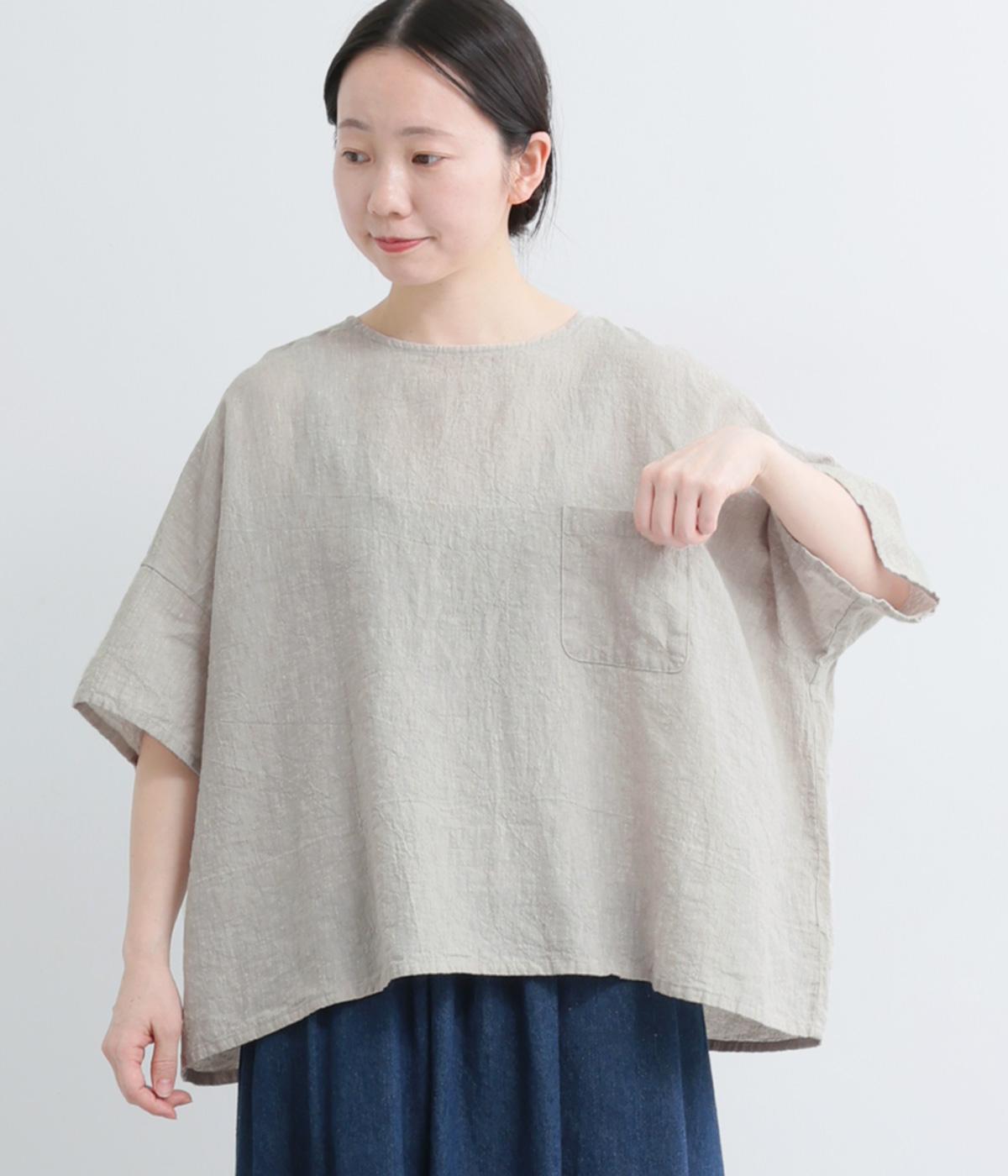 コットンリネンワイドプルオーバー(ライトグレー-F)
