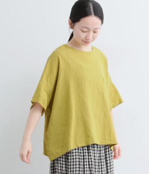 コットンリネンワイドプルオーバー(イエローグリーン-F)