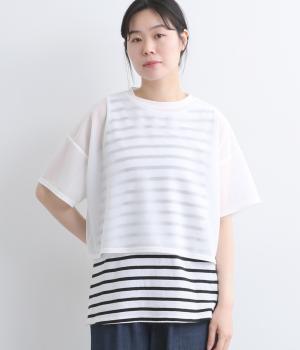 レイヤードTシャツ(ホワイト-F)