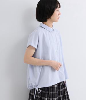 コットンリネンフレンチスリーブシャツ(サックス-F)