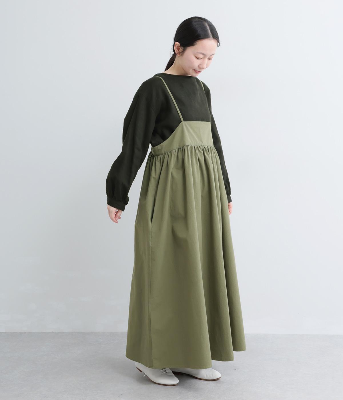 コットンツイルジャンパースカート(カーキ-F)