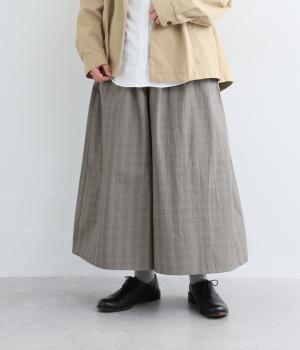 グレンチェックキュロットパンツ（グレー・F）