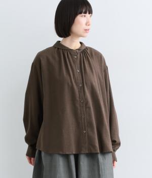 微起毛コットンブラウス（ダークブラウン・F）