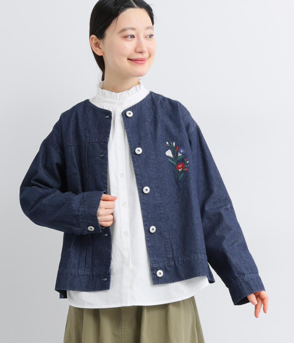 8ozデニムツイルお花刺繍Gジャン｜Emago（イマゴ）の商品詳細