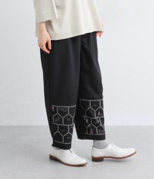 おうち×ネコ　透かし刺繍パンツ(ブラック-F)