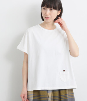 コットン車と鍵刺繍ドルマンT(ホワイト-ONESIZE)