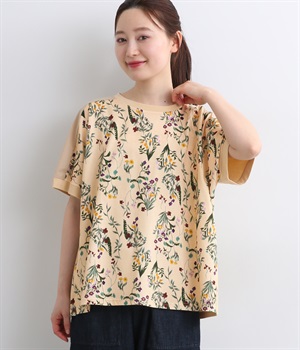 植物プリントTシャツ(アイボリー-ONESIZE)