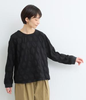 裏毛塩縮ドットレイヤードプルオーバー(ブラック-F)