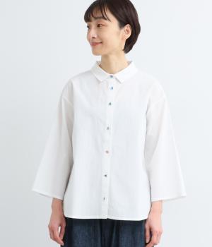コットンローンカラフルボタンシャツ(アイボリー-F)