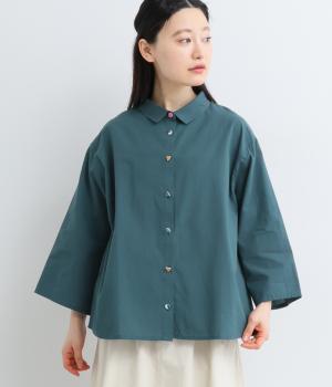 コットンローンカラフルボタンシャツ(グリーン-F)