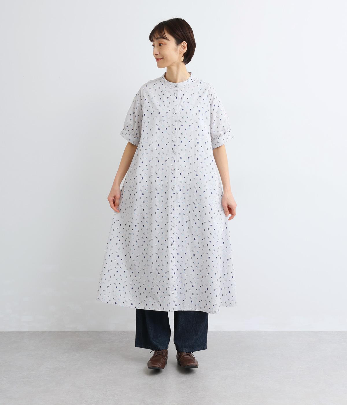 お散歩プリントワンピース(グレー-F)