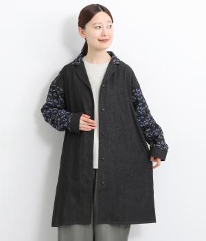 ブルーベリー刺繍テーラードコート(ブラック-F)