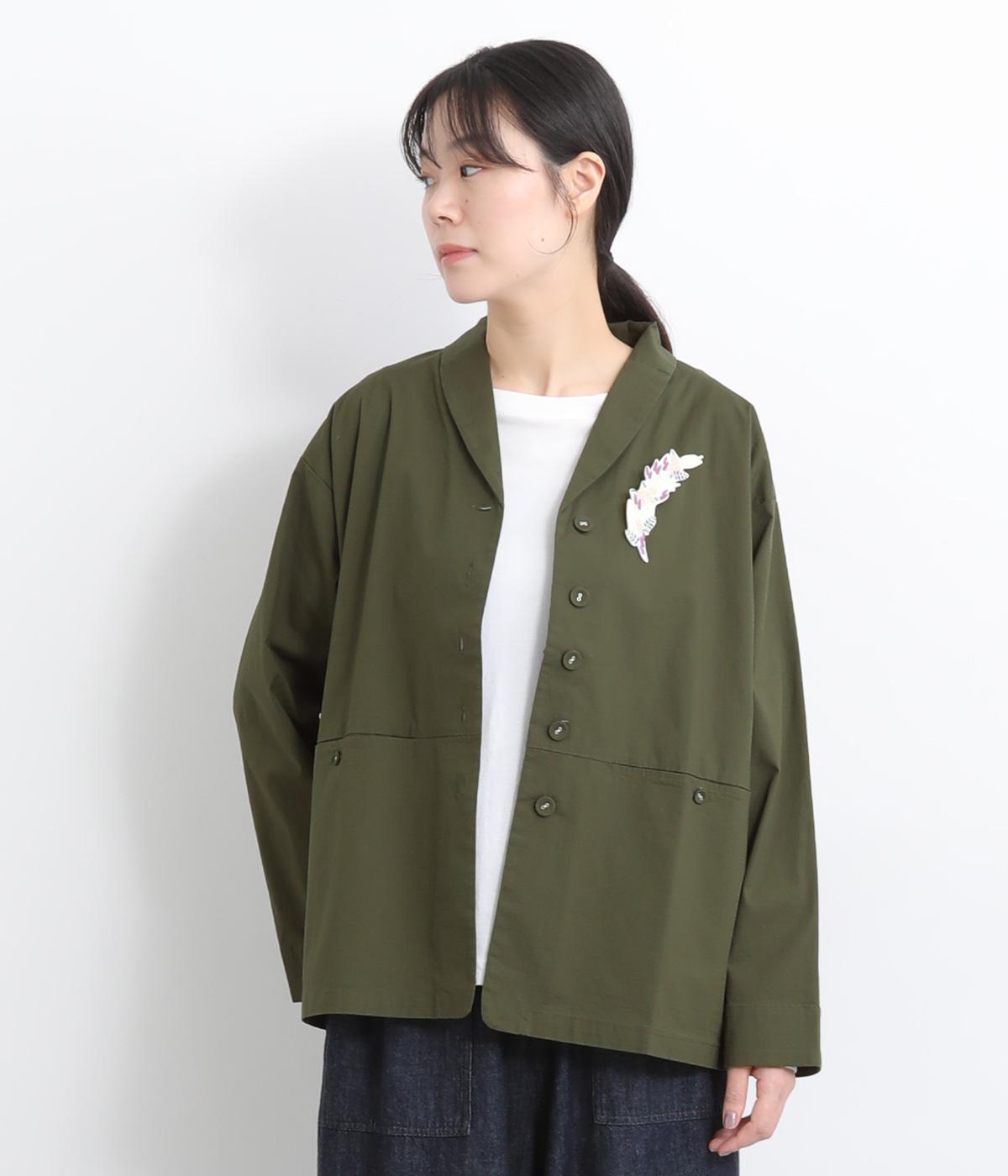 キンモクセイブローチ付きジャケット(カーキ-F)