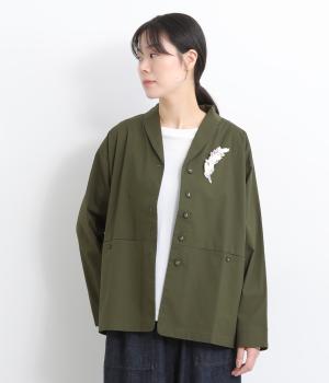 キンモクセイブローチ付きジャケット(カーキ-F)