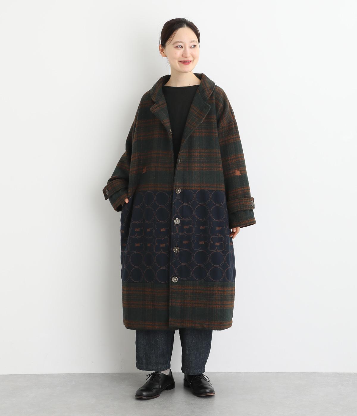 リング刺繍ロングコート(グリーン-F)