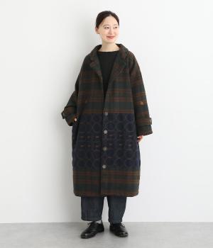 リング刺繍ロングコート(グリーン-F)