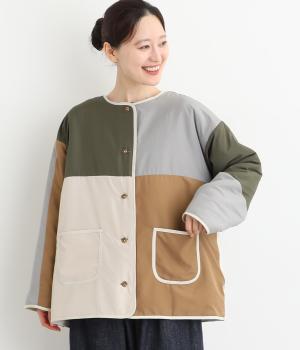 配色切替えリバーシブルブルゾン(アイボリー-F)