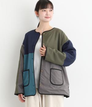 配色切替えリバーシブルブルゾン(ブラック-F)