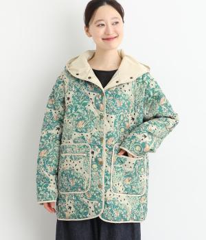 フード付きキルティングコート(ベージュ-F)