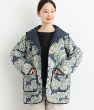 フード付きキルティングコート(ネイビー-F)