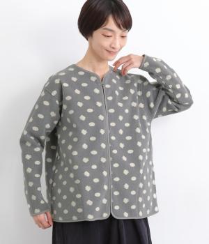 ドット柄ニードルパンチブルゾン(チャコールグレイ-F)