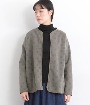 ドット柄ニードルパンチブルゾン(ブラウン-F)