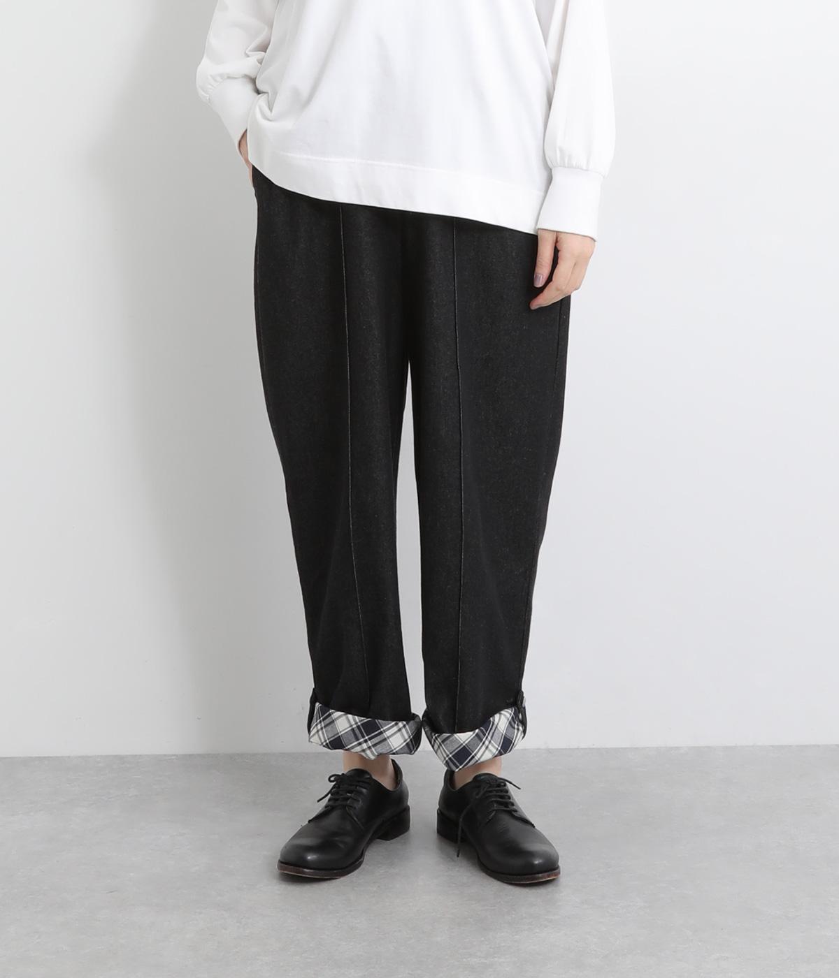 刺繍ボタンストレートパンツ(ブラック-F)