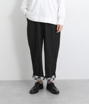 刺繍ボタンストレートパンツ(ブラック-F)