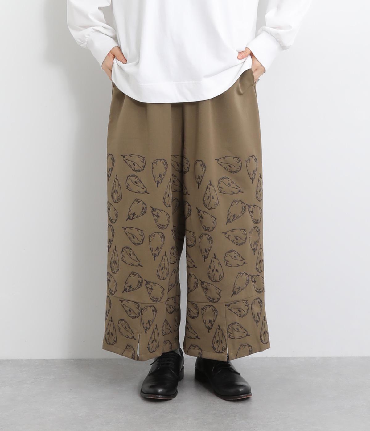 洋なし刺繍スリットパンツ(ベージュ-F)