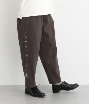 コットン植木鉢刺繍ストレートパンツ