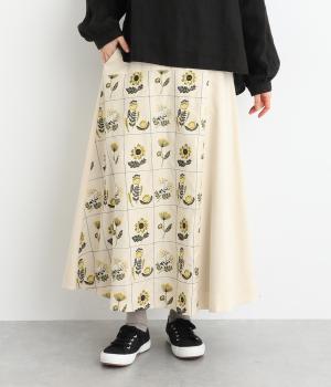 コットンお花とライン刺繍スカート