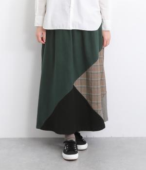 起毛コットン布帛アシンメトリー切替えスカート