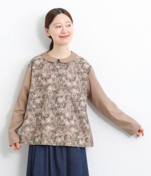 小花刺繍ブラウス(モカ-F)