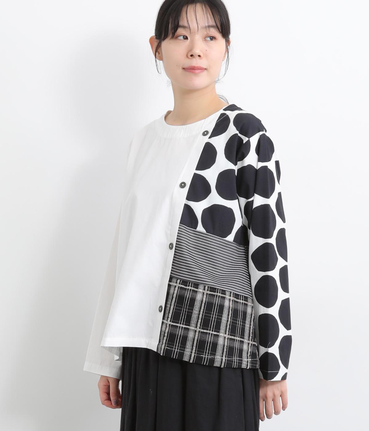 ドットプリント切替えブラウス(ホワイト-F)