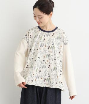 コットン北欧バード刺繍プルオーバー