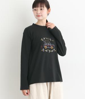 コットンＥＮＪＯＹ刺繍ロングスリーブ(ブラック-F)