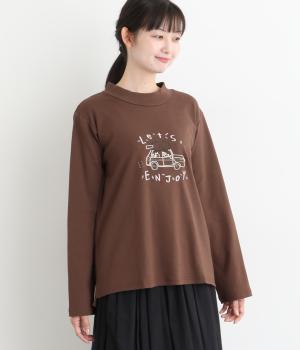 コットンＥＮＪＯＹ刺繍ロングスリーブ(ブラウン-F)