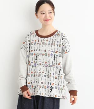 裏毛いろいろ紅茶刺繍プルオーバー