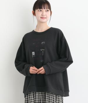 裏毛ロゴ刺繍プルオーバー(ブラック-F)