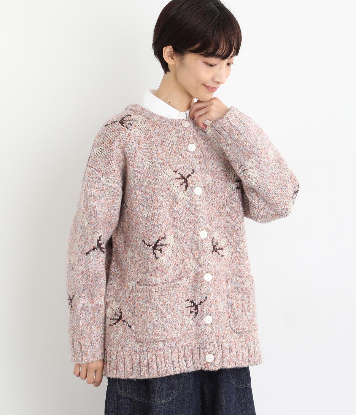 お花ジャカードカーディガン(アイボリー-F)