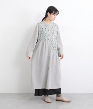 ソフトスラブテンセルアシンメトリー切替えワンピース(グレイ-F)