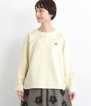 ポリエステルレーヨントリ刺繍ブラウス(アイボリー-F)