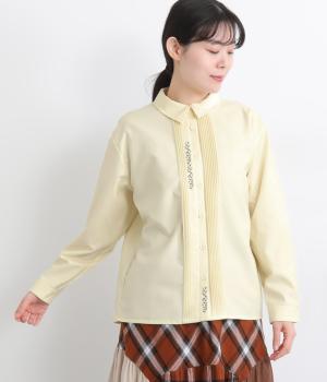 ポリエステルレーヨンはっぱ刺繍シャツ(アイボリー-F)