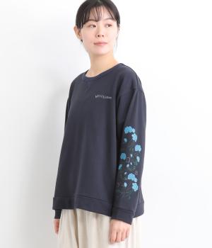 裏毛植物ロゴ刺繍プルオーバー(ネイビー-F)