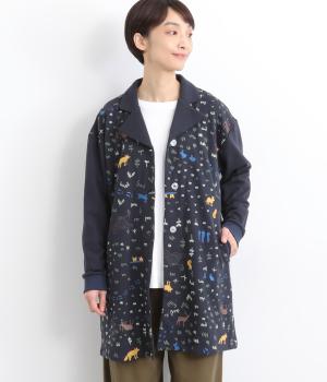 裏毛森刺繍チュニックカーディガン(ネイビー-F)