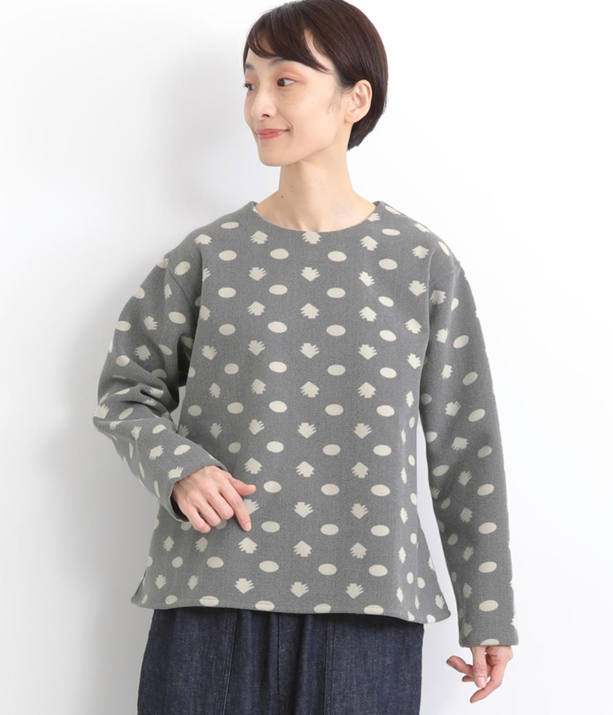 ドット柄ニードルパンチブラウス(チャコールグレイ-F)