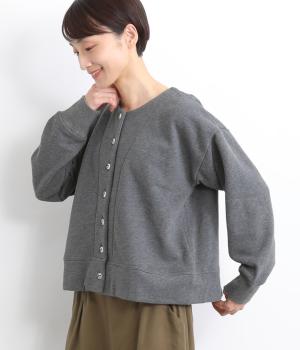 裏起毛ミケ柄刺繍ボタンカーディガン(杢グレイ-F)