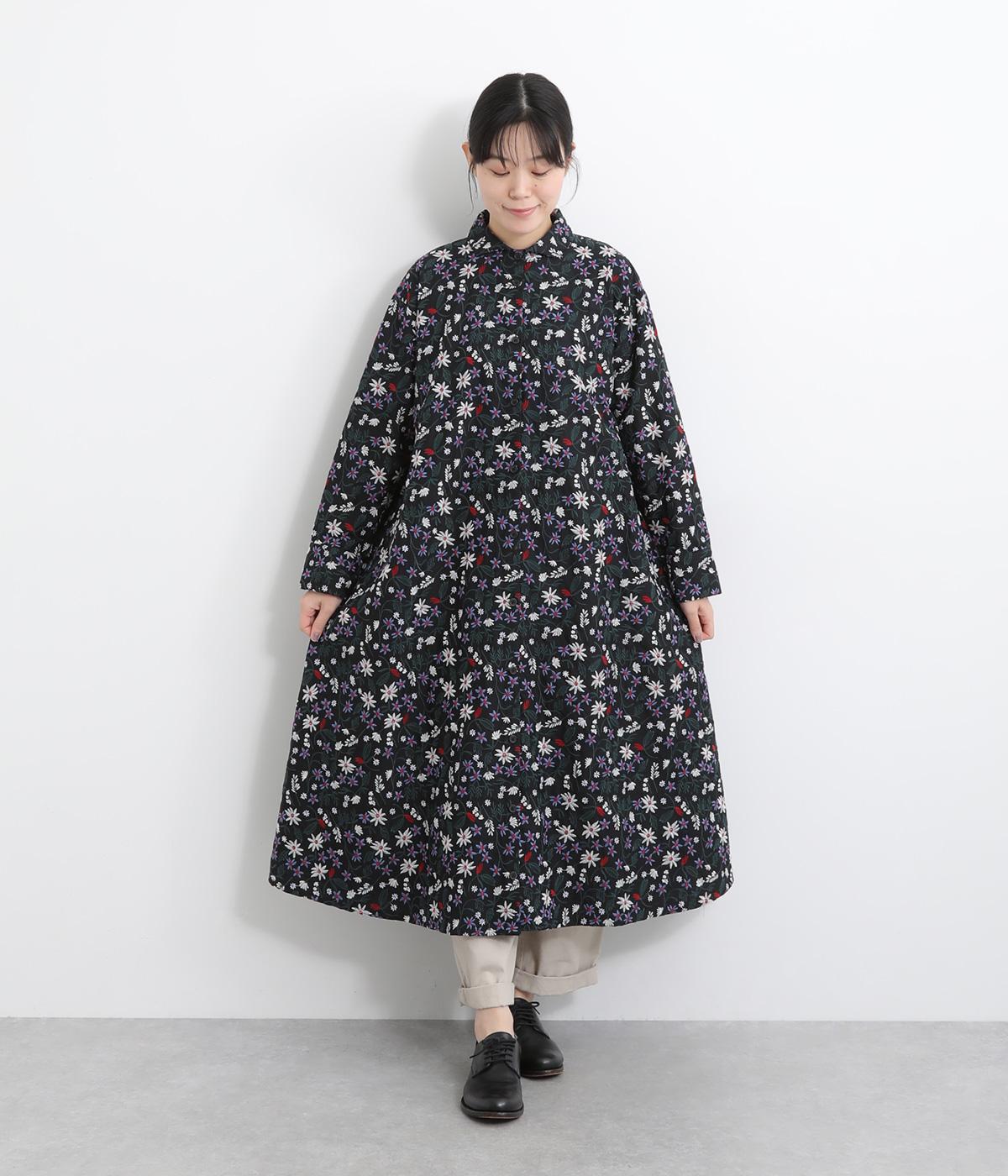 小花刺繍ワンピース(ブラック-F)