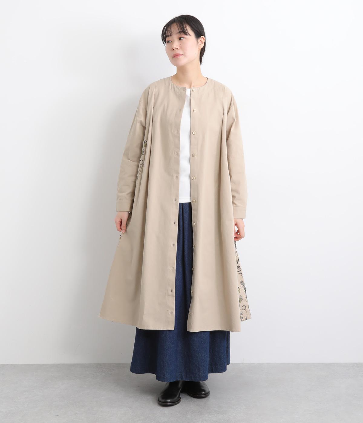 コットン布帛花パーツ刺繍ワンピース(ベージュ-F)